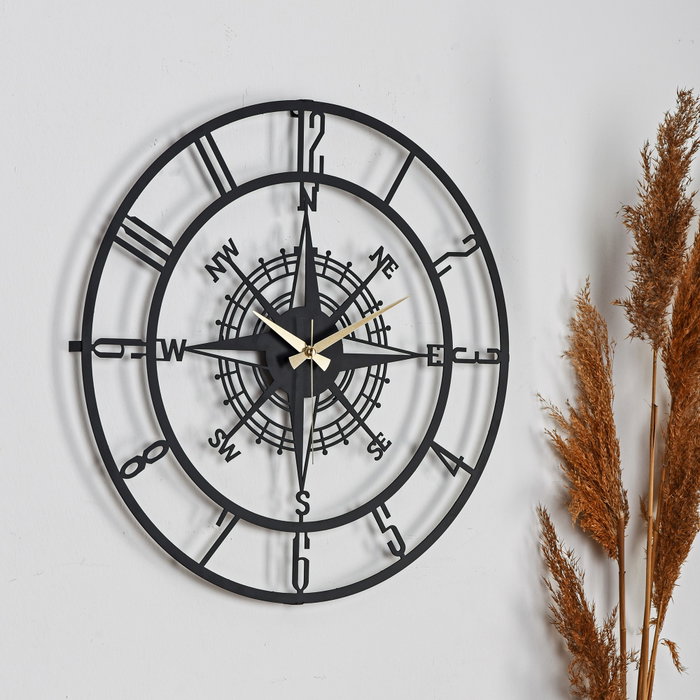 Wallity Reloj de pared decorativo en metal negro de 50 cm Wallity Reloj de pared decorativo en metal negro de 50 cm